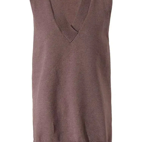 Load image into Gallery viewer, Coffee Color Big Size Knitting Sweater Loose Fit V-Neck Sleeveless Women Pullovers New Fashion Autumn Winter 2025 1Y21116
