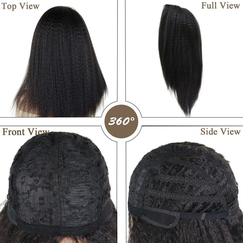 Load image into Gallery viewer, Synthetic Fiber 22&quot; Yaki Straight Black Women Wigs Natural Haircuts Wear and Go Kinky Curly Wig Fluffy Thick Hairline
