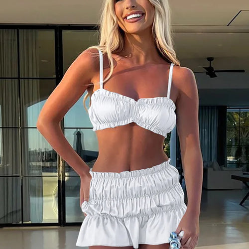 Load image into Gallery viewer, Sexy Sleeveless Bra Top Short Skirt Two-piece Set For Women 2024 Autumn New Pleated Skirt Set Slim Party Beach Holiday
