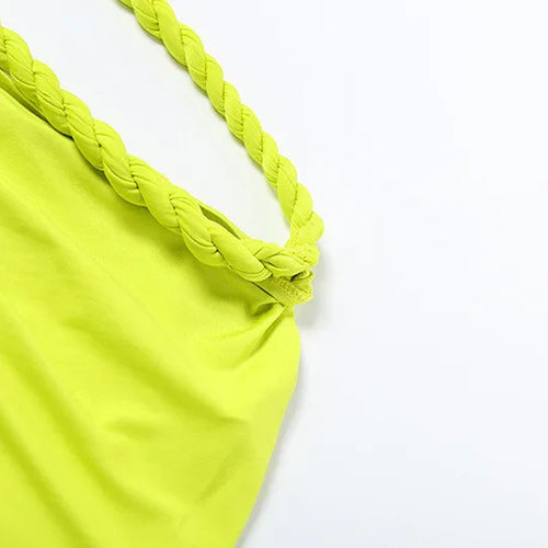 Load image into Gallery viewer, Green Sexy Two Piece Sets Women Oblique Shoulder Crop Tops And Maxi Skirt Female Thigh High Split Ruched Long Dress
