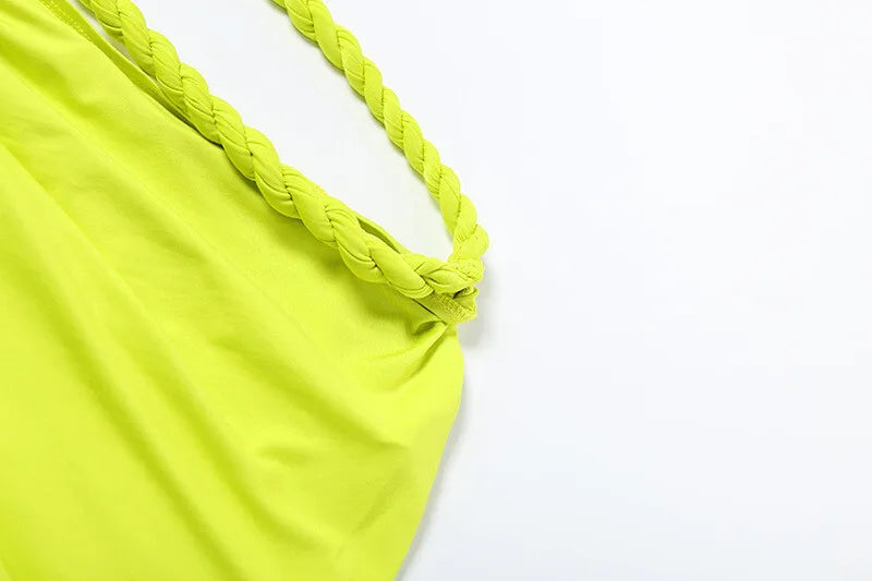 Green Sexy Two Piece Sets Women Oblique Shoulder Crop Tops And Maxi Skirt Female Thigh High Split Ruched Long Dress