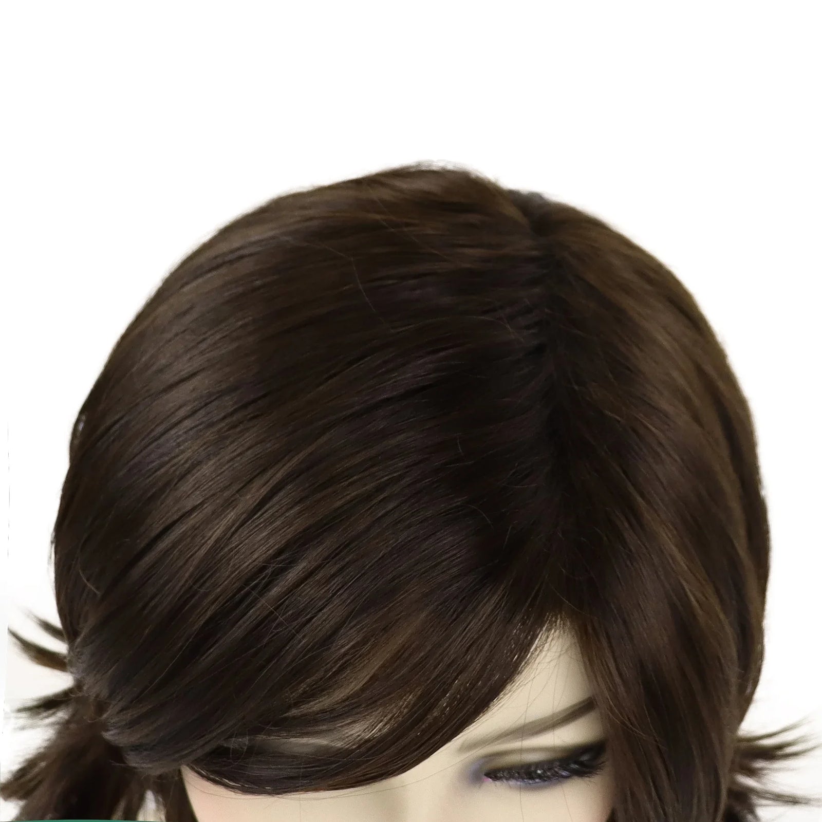 Synthetic Brown Wigs for White Woman Short Curly Wig with Side Bangs Mix Brown Wig for Seniors Women Old Lady Wig