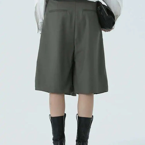 Load image into Gallery viewer, High Waist Gray Green Irregular Pleated Casual Knee Length Pants New Trousers Women Fashion Spring Autumn 2025 1DH4952
