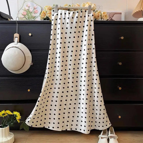 Load image into Gallery viewer, Spring Summer French Polka Dot Elegant Sexy Club A-line Long Skirt Women High Waist Vacation Slim Wrap Hip Fishtail Skirt 2025

