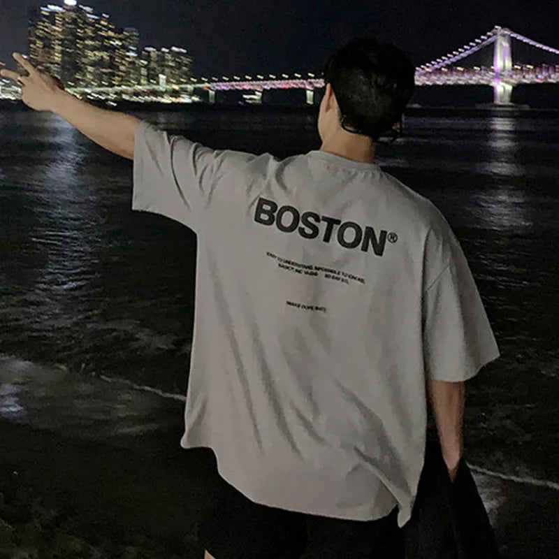 Men's T-shirts Summer New Fashion Short Sleeve Round Collar Letter Printing Design Male Tees Casul Clothing Summer 9W1360