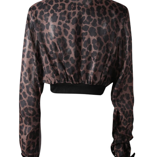 Load image into Gallery viewer, Black Leopard Printed Thin Short Jacket New Stand Collar Long Sleeve Women Coat Fashion Tide Spring Summer 2025 CPG3170
