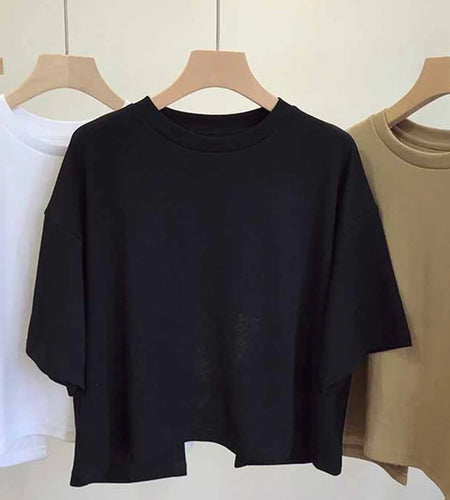 Summer New Ladies Casual Backless T-Shirt 2024 Korean Women Round Neck Loose Sweet Spicy Wind Short-Sleeved Crop Tops