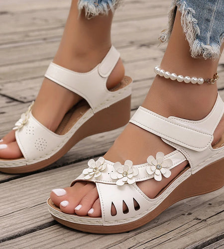 Women's Sandals 2025 New Wedges Heels Sandals For Summer Shoes Women Luxury Flower Sandalias Mujer Soft Heeled Summer Footwear
