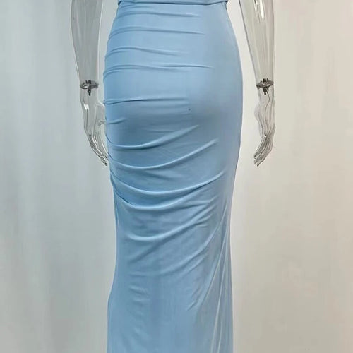 Load image into Gallery viewer, Sexy Two Pieces Sets For Women Strapless Off-shoulder Sleeveless Tops And Elegant High Waist Long Skirt Two Pieces Sets
