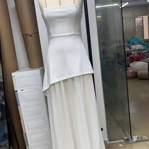Load image into Gallery viewer, Elegant Strapless Sexy Maxi Dress For Women Gown With Scarf Off-shoulder Sleeveless Backless Split Beach Long Dress
