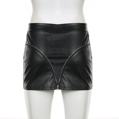 Load image into Gallery viewer, Streetwear Fashion Bodycon PU Leather Skirt Women Open Zipper Sexy Hottie Club Party Mini Skirts Gothic Bottoms Short

