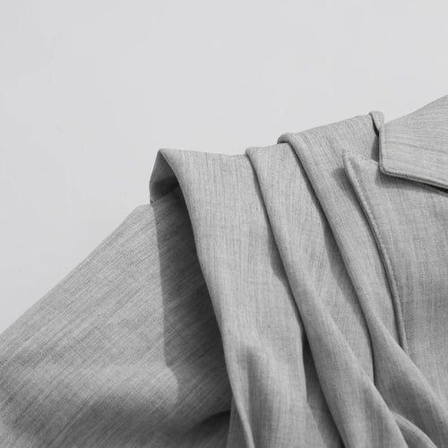 Load image into Gallery viewer, Slimming Spliced Ribbon Temperament Blazers for Women Lapel Long Sleeves Patchwork Folds Blazer Female Clothing New
