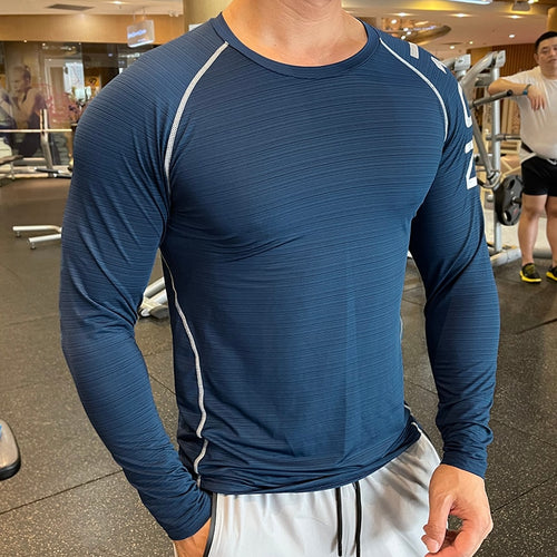 Load image into Gallery viewer, Brand Running Shirt Men&#39;s Long Sleeve Gym Shirt Men Sportswear Compression Dry Fit Shirts For Men Fitness Sport Tight T-Shirt
