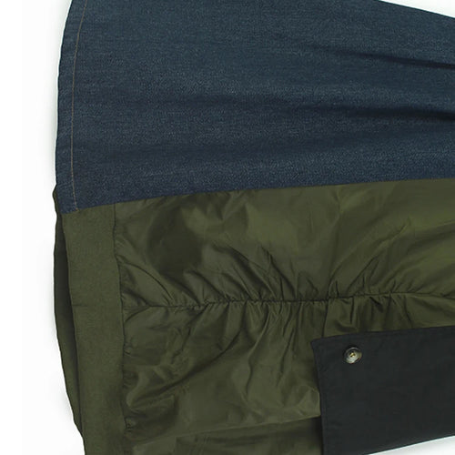 Load image into Gallery viewer, High Elastic Waist Black Green Color-block Long Casual Half-body Skirt Women Fashion Tide New Spring Autumn 2025 1DH8087
