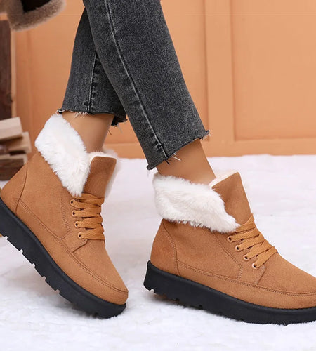 Women's Boots Low Heels Winter Boots With Fur Snow Boots Ankle Botas Mujer 2025 New Winter Footwear Comfortable Fur Shoes Woman