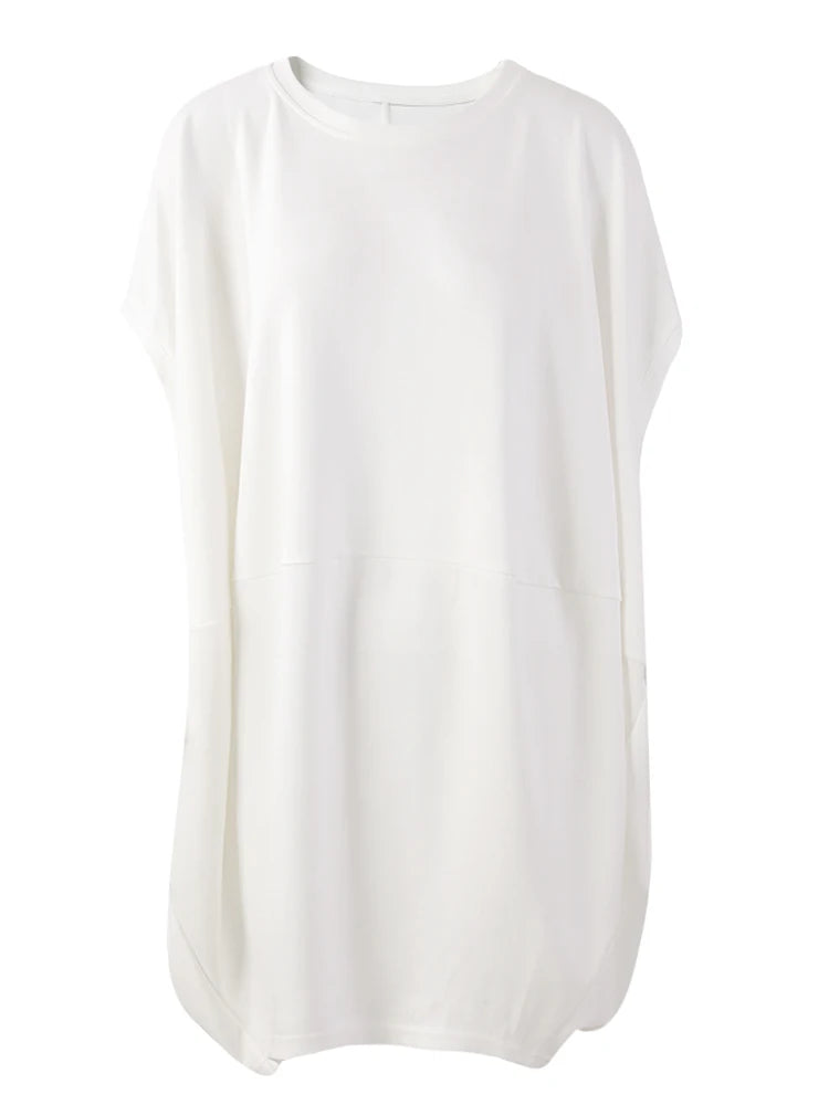 Women Black White Brief Big Size Casual Mini Dress New Round Neck Short Sleeve Fashion Tide Spring Summer 2025 1DH5840