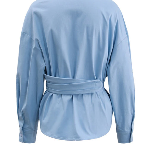 Load image into Gallery viewer, Women Light Yellow Irregular Corss Big Size Elegant Blouse New V-neck Long Sleeve Shirt Fashion Spring Autumn 2025 26D4283
