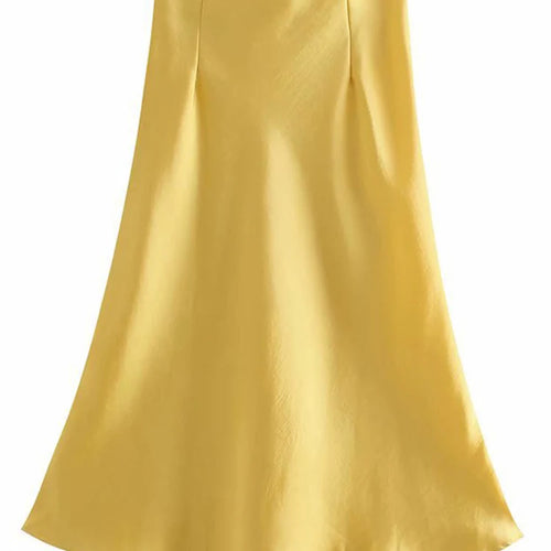 Load image into Gallery viewer, Hot Sale Solid Satin Elastic Waist Women A-Line Skirt Summer Female Slim Falda
