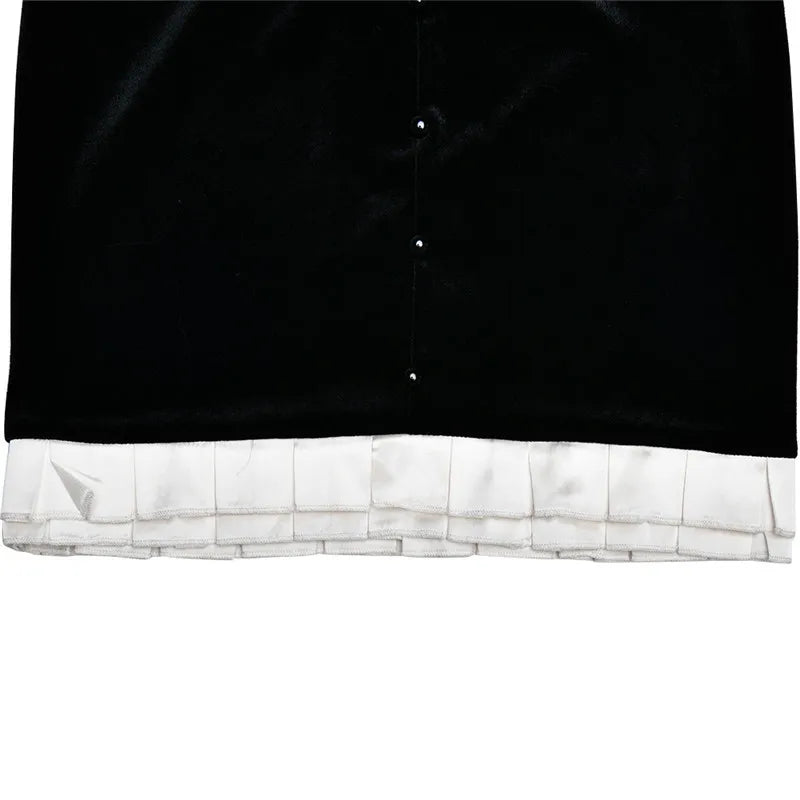 Elegant Long Sleeve Backless Sexy Mini Dress  Women Autumn Winter New Patchwork Square Collar Bodycon Club Party Dress