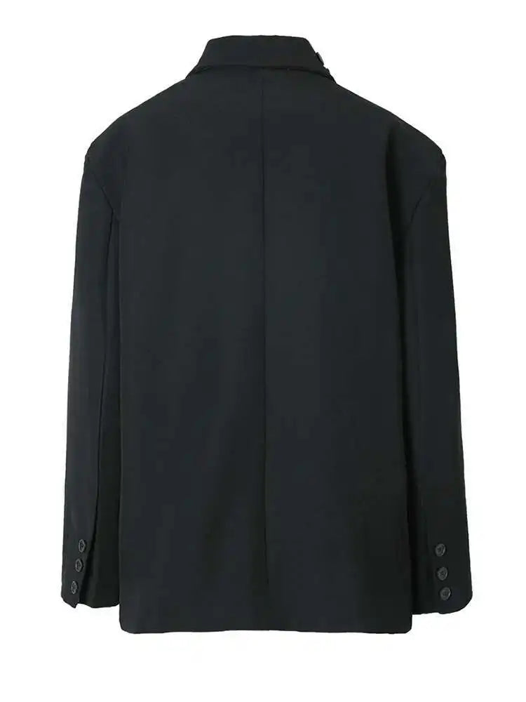 Women Black Colorful Button Big Size Blazer New Lapel Long Sleeve Loose Fit Jacket Fashion Spring Autumn 2025 1DF3113