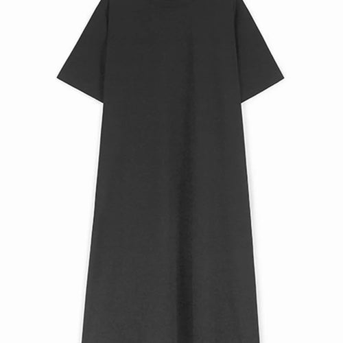 Load image into Gallery viewer, Women Blue Brief Pocket Casual Big Size Midi Dress New Round Neck Short Sleeve Fashion Tide Spring Summer 2025 1DJ1187
