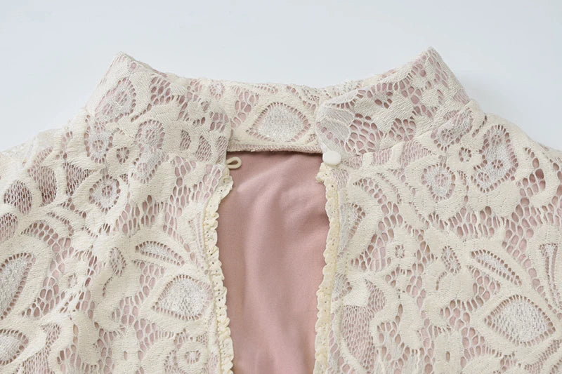 Lace Hollow Out Long Sleeve Sexy Mini Dress For Women Fashion Half High Collar Bodycon Club Party Dress Elegant Dresses