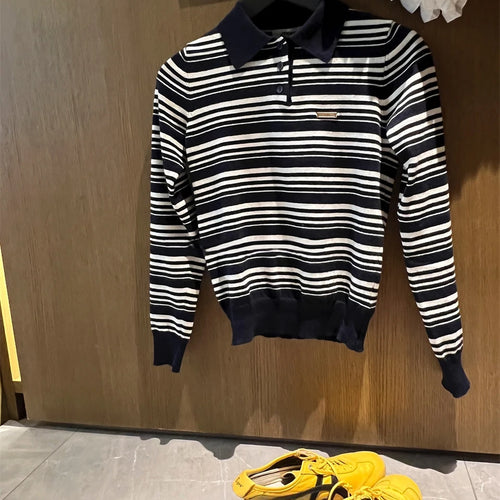 Load image into Gallery viewer, Streetwear Vintage T Shirts Women's Clothing Temperament Tops 2024 Ropa Mujer Fashion Camisetas Casual Striped Korean Tshirt
