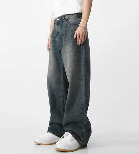 Men's Wear Denim Pants New Korean Straight Washed Jeans Loose Ins Trendy Male Trousers Summer Fashion Tide Men 9C4736