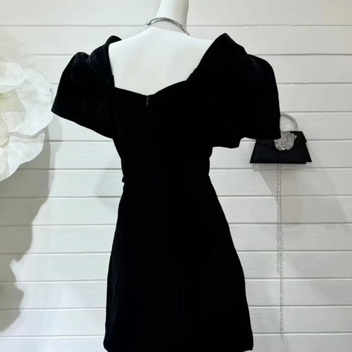 Load image into Gallery viewer, Solid High Street Dresses For Women V Neck Short Sleeve High Waist Patchwork Zipper Minimalist Mini Dress Female
