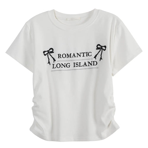 Load image into Gallery viewer, Short Sleeve Y2k Tops Tshirts for Women Embroidery Butterfly O-neck Summer Tees Crop T Shirts Tunic Folds Casual Fashion T-shirt
