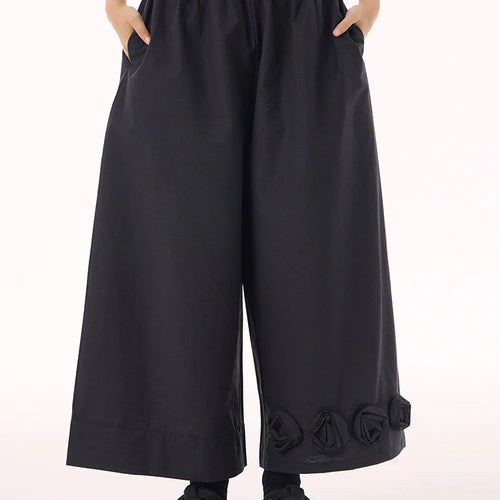 Load image into Gallery viewer, High Elastic Waist Black Three-dimensional Flower Wide Leg Pants New Trousers Women Fashion Spring Autumn 2025 1DH9426
