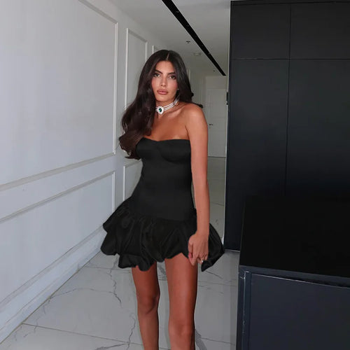 Load image into Gallery viewer, Off-shoulder Backless Sexy Mini Dress For Women Robe Fashion Solid Strapless Sleeveless A-line Slim Sexy Club Dress
