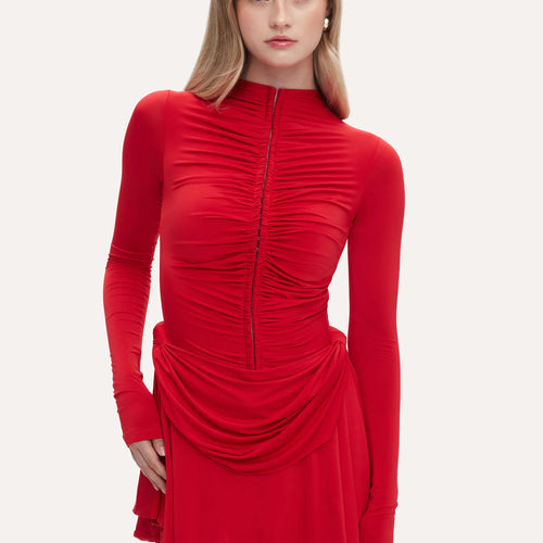 Load image into Gallery viewer, Fashion High Elasticity Slim Long Sleeve Women Dress Zipper Round Neck Tight Wrinkle Female Vestido Spring New 2025
