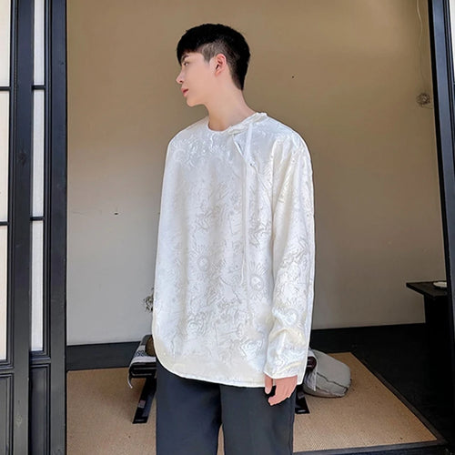 Load image into Gallery viewer, Chinese Style Shirt Round Neck Frog Long Sleeve T-shirt Casual Loose Men&#39;s Clothing Tidy Fashion Summer 9C5368
