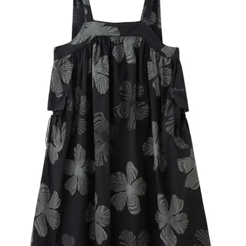 Load image into Gallery viewer, Women Black Pattern Printed Big Size Strap Dress New Square Collar Sleeveless Fashion Tide Spring Autumn 2025 1DH4956
