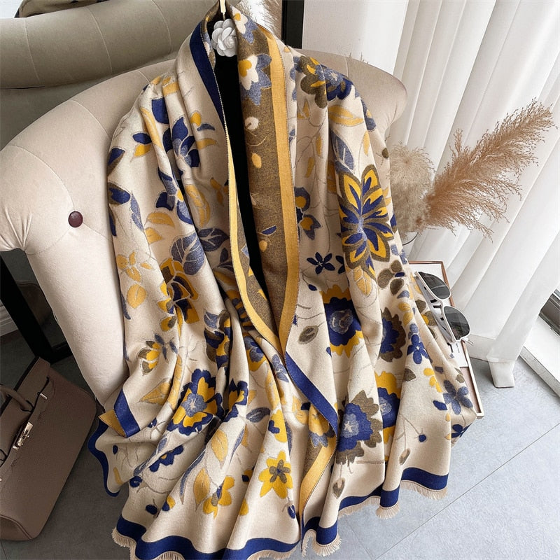 Warm Winter Scarf Cashmere Women Pashmina Design Print Shawls Wrap Female Thick Blanket Soft Bufanda Stoles Fashion