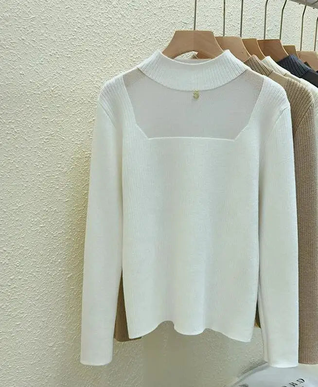 Autumn Winter Women Solid Mesh Velvet Sweater Korean Fashion Warm Round Collar Knitwear Long Sleeve Pullovers Tops Thick Popular