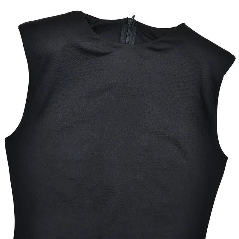 Sleeveless Ruched Sexy Maxi Dress For Women Gown Fashion Black O Neck High Waist Bodycon Club Party Long Dress Vestido