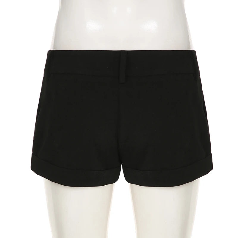 Streetwear Solid Low Waist Slimming Suit Micro Shorts Women Summer All Match Zipper-Fly Mini Bottoms Chic 2025 Trend