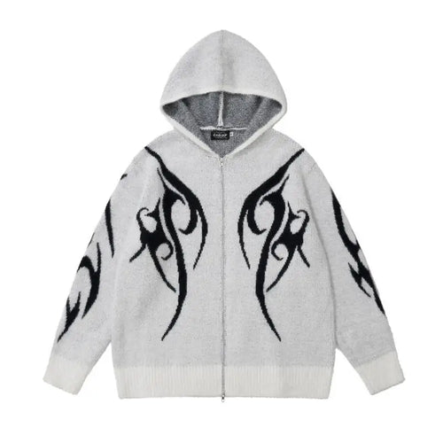 Load image into Gallery viewer, Men and Women Double Zipper  Y2k Aesthetic Cardigan Autumn Ladies Streetwear Sweater Coat Grunge Vintage Loose Hooded Cardigans
