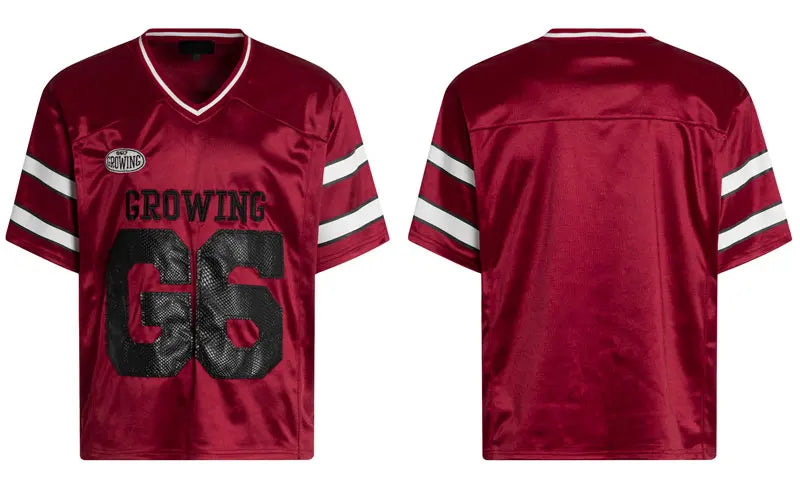 Vintage Jersey T-Shirt Y2K Embroidered Snake Patch Sports V-Neck Tshirt Streetwear Hip Hop Harajuku Casual Baggy Top Tee Shirts