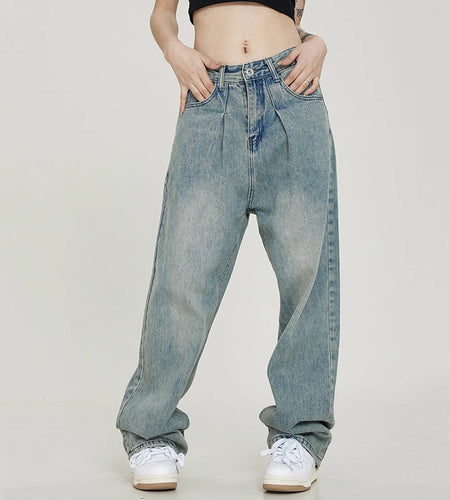 Male Jeans New American Straight Wide Leg Denim Pants Men's Loose Casual Trendy Trousers Summer Fashion Tide 9W1406