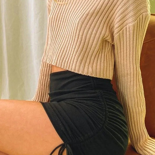 Load image into Gallery viewer, women&#39;s skirts harajuku 2024 spring autumn period ladies knitting thread side draw string elastic sexy skirts womens
