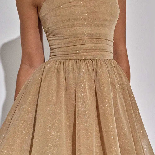 Load image into Gallery viewer, Sexy Mesh Double Layer Sleeveless Dress Women Zipper Tight Frills Shining Mini Female Elegant Party Club Evening Dress
