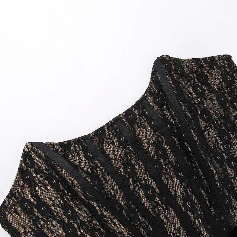 Elegant Lace Strapless Maxi Dress For Women Fashion Black Sleeveless Backless Bodycon Club Party Sexy Long Dress