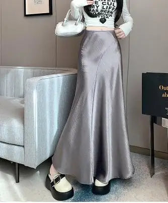 Load image into Gallery viewer, Spring Summer Solid High Waist Wrap Hip Pleated Fishtail Long Skirt Korean Fashion Women Versatile A-line Half Skirt Popular New
