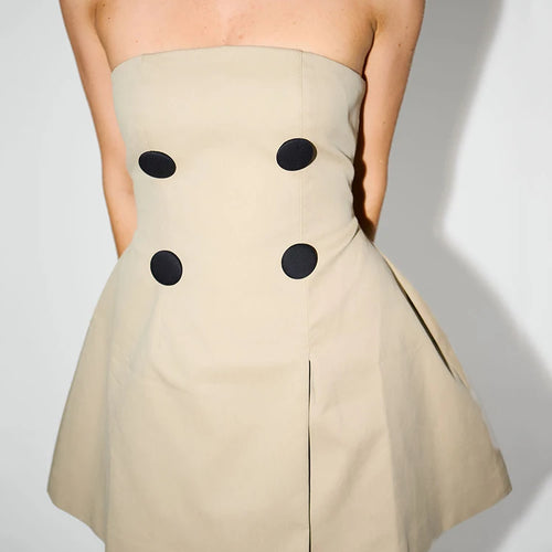 Load image into Gallery viewer, Off-shoulder Strapless Sexy Mini Dress For Women Khaki Fashion High Waist Backless Sleeveless Club Party Dress Elegant
