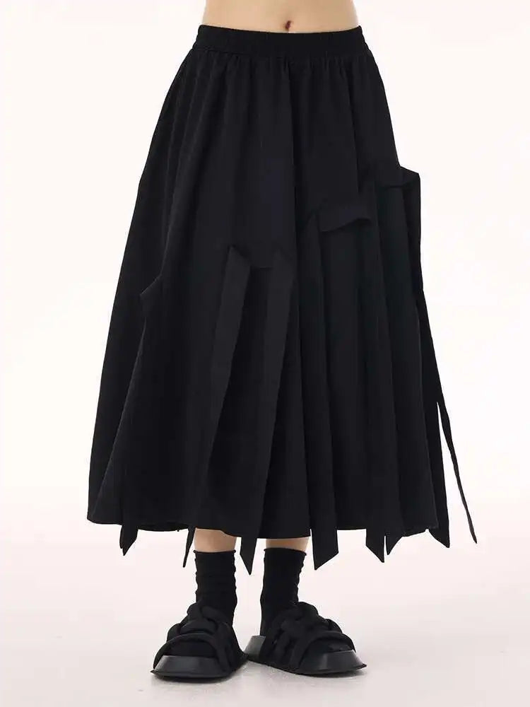 High Elastic Waist Coffee Ribbons Tassels A-line Half-body Skirt Women Fashion Tide New Spring Autumn 2025  1DH9213