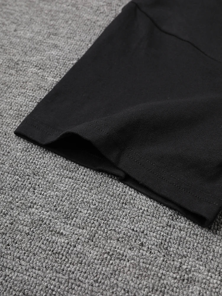 Women Black Ruffles Irregular Big Size Mini Dress New Round Neck Short Sleeve Fashion Tide Spring Summer 2025 1DH9574