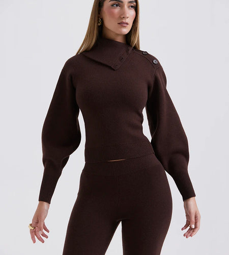 Autumn/Winter Fashion Sweater Set Women Polo Neck Long Sleeve Top Slim Elastic Pants Two Piece Set Female Casual Street